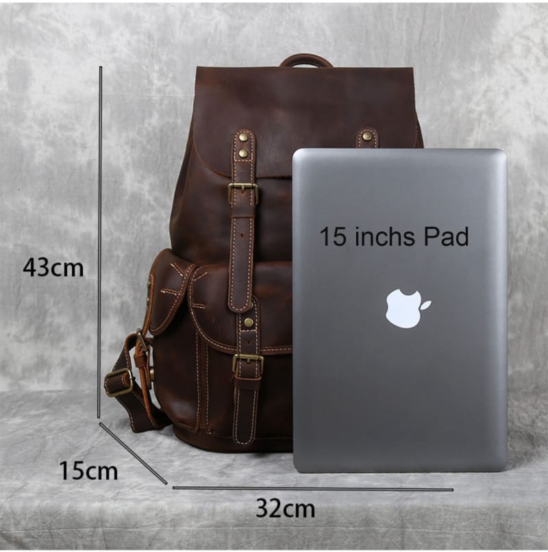 حقيبة ظهر كلاسيكية للرجال مصنوعة من جلد كريزي هورس (9)